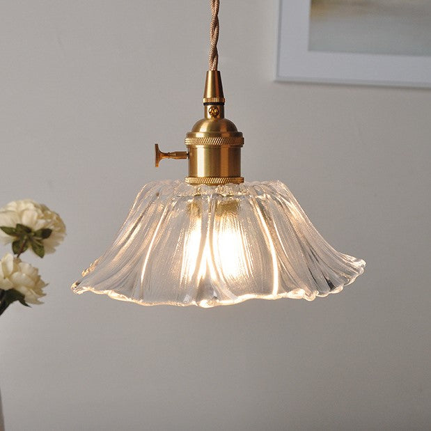 Vintage Radiant Lotus Glass Pendant Lamp