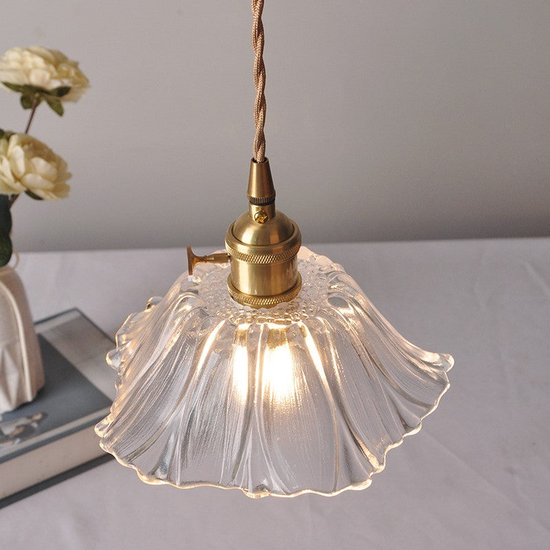 Vintage Radiant Lotus Glass Pendant Lamp