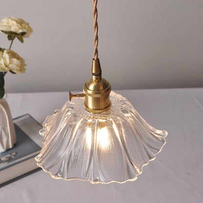 Vintage Radiant Lotus Glass Pendant Lamp