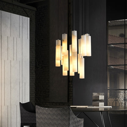 Serene Cylinder Modern Alabaster Marble Pendant Light
