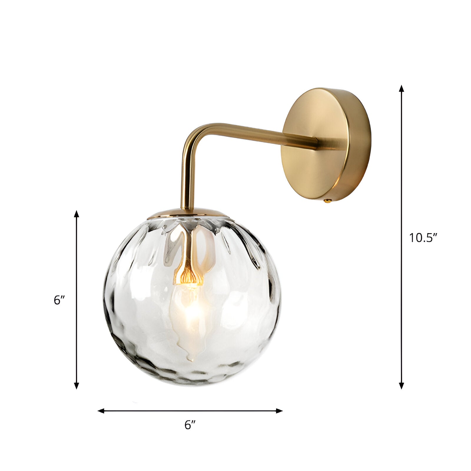 Modern Retro Rippled Glass Sphere Wall Lamp