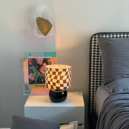 Classic Checkerboard Glass Table Lamp