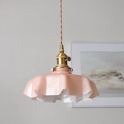 Blush Opaline Glass Retro Glass Pendant Light