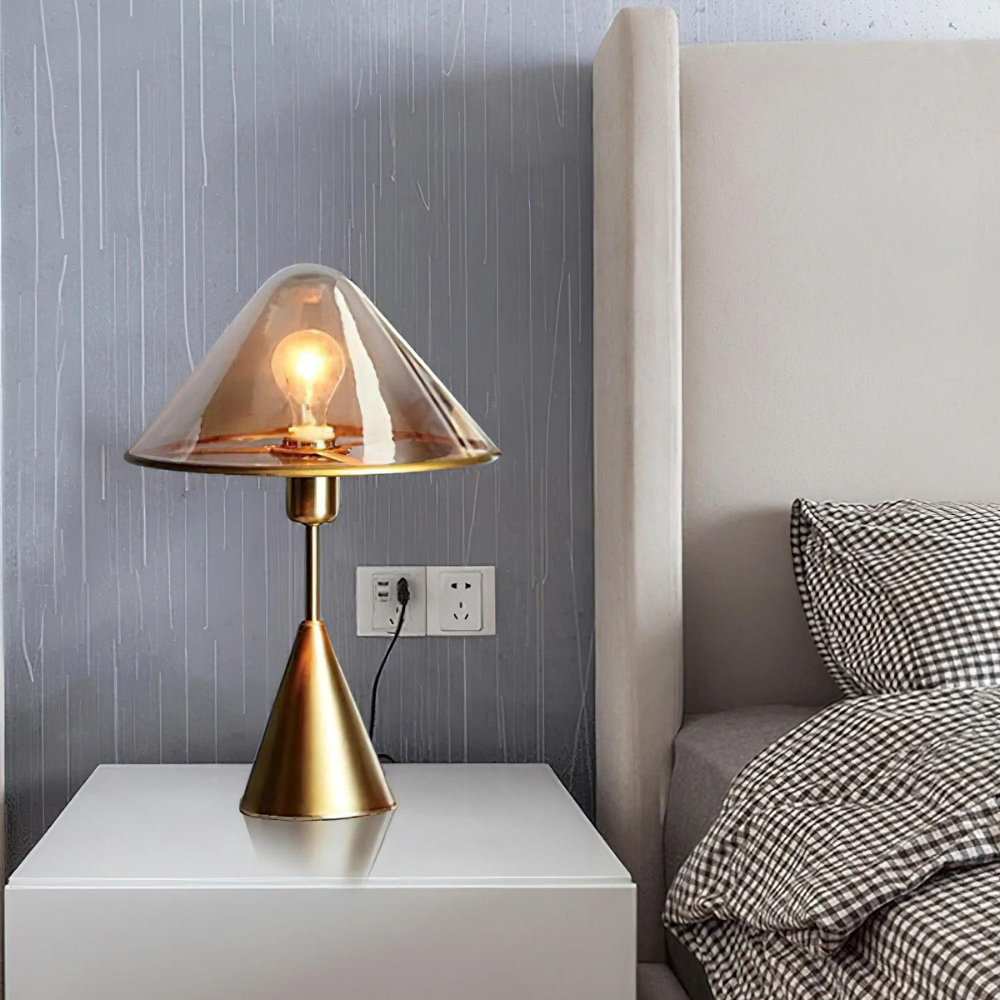 Golden Mushroom Delight Table Lamp