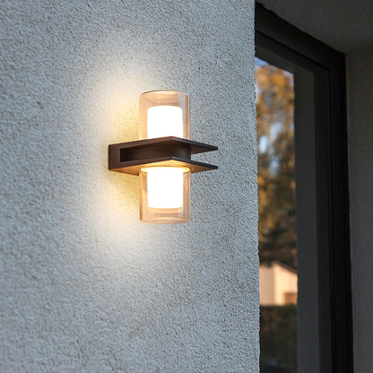 Lumière extérieure moderne à double tête cylindrique étanche IP65