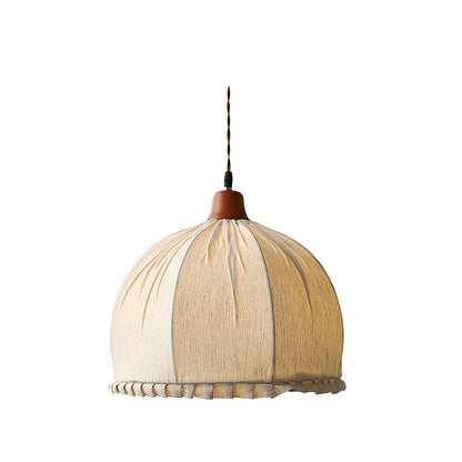 Tally Wood Japandi Linen Pendant Light
