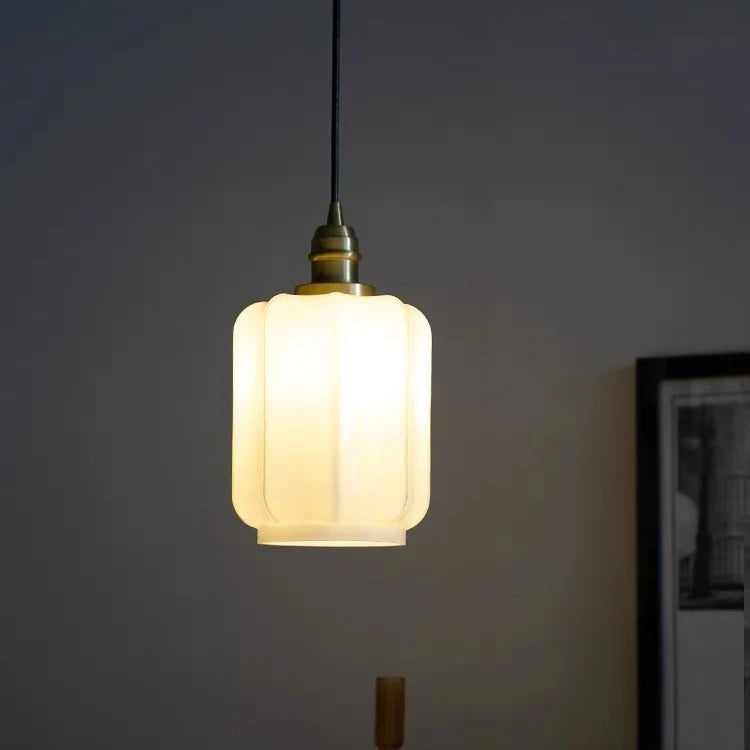 Aurelia Vintage Retro White Jade Glass Pendant Light