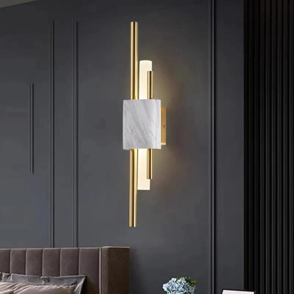 Refined Radiance Marble Accents Wall Lamp