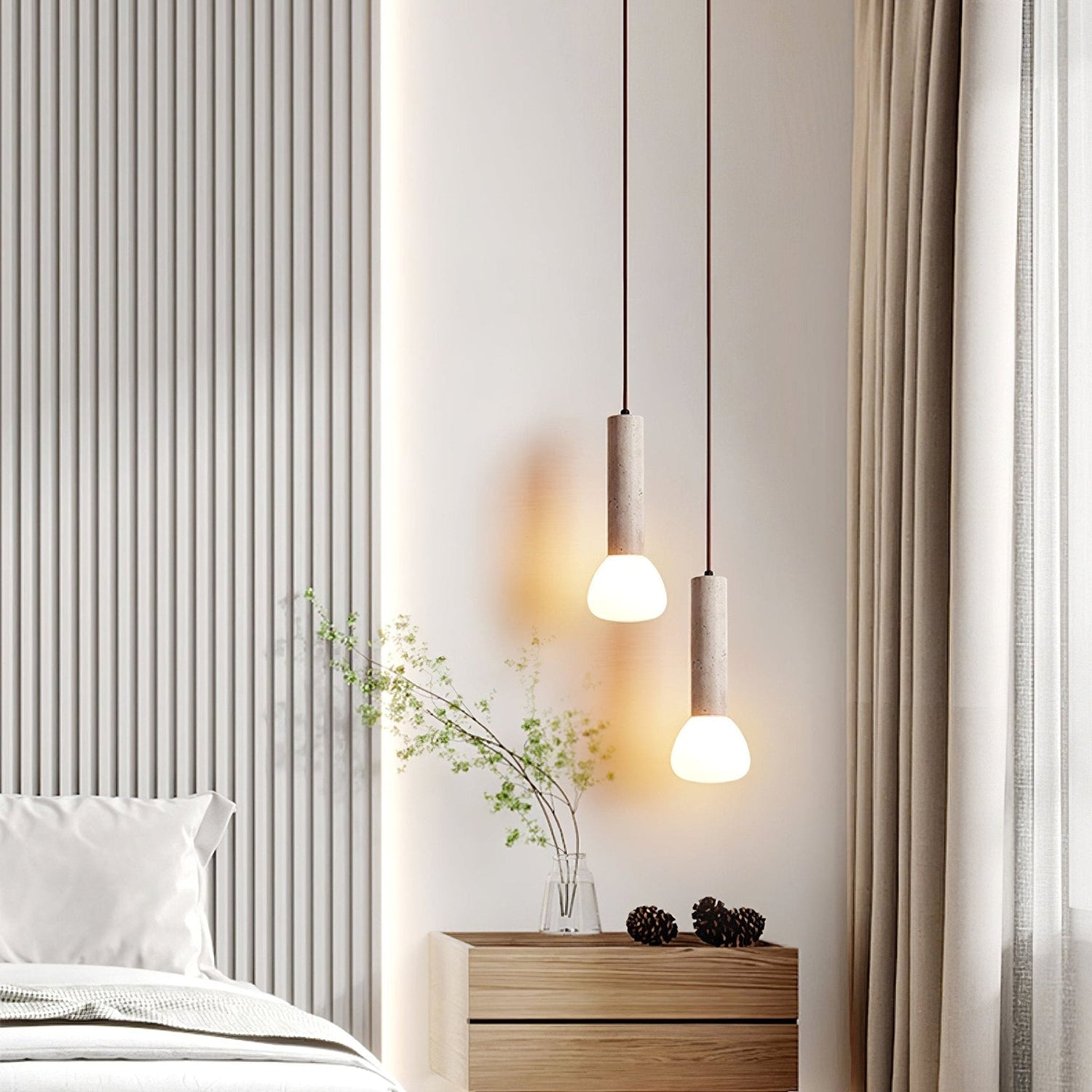 Elegant Travertine Cream Style Pendant Light