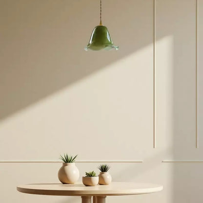 Verdantia Glow Retro Floral Green Glass Pendant Light