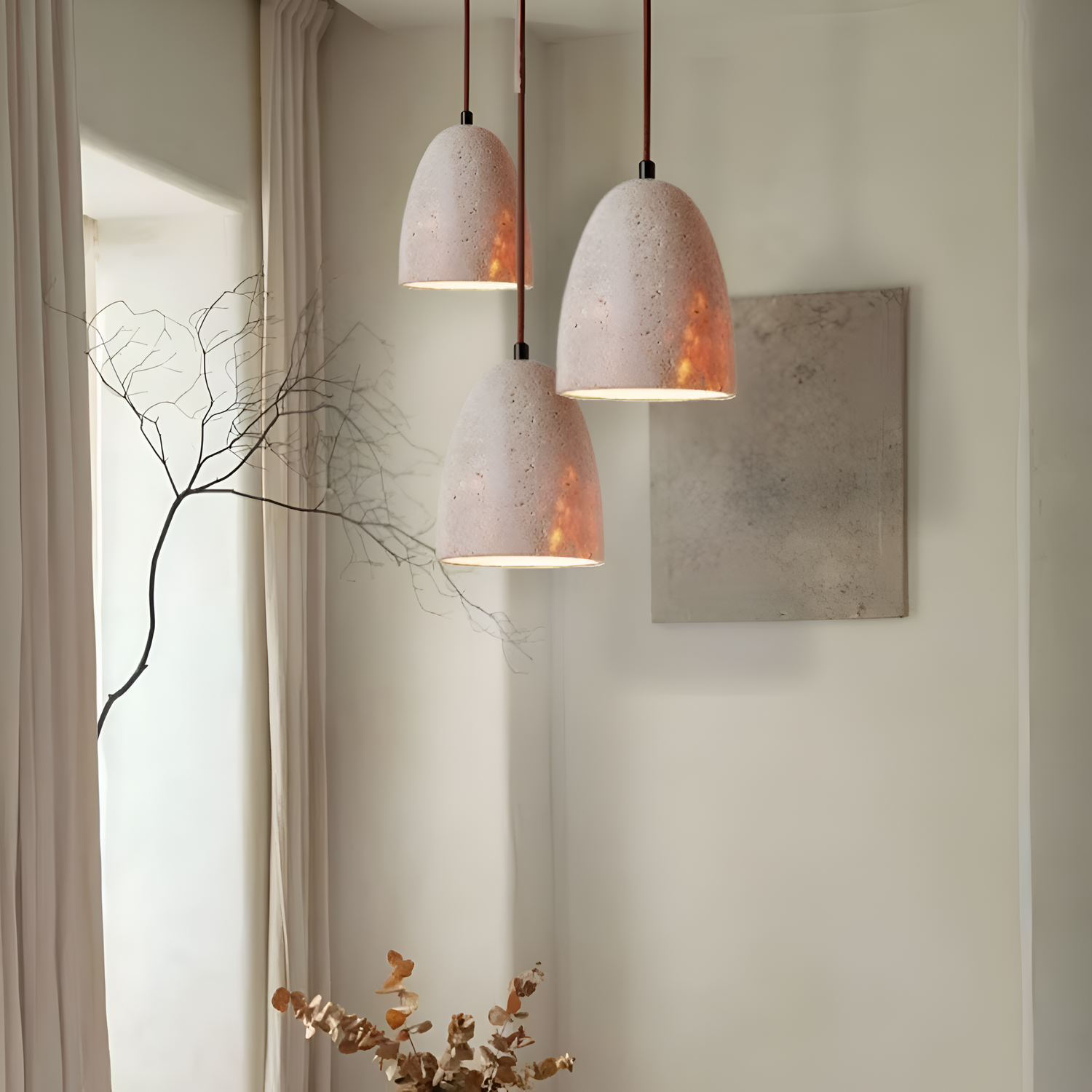 Solenne Minimalist Travertine Pendant Light