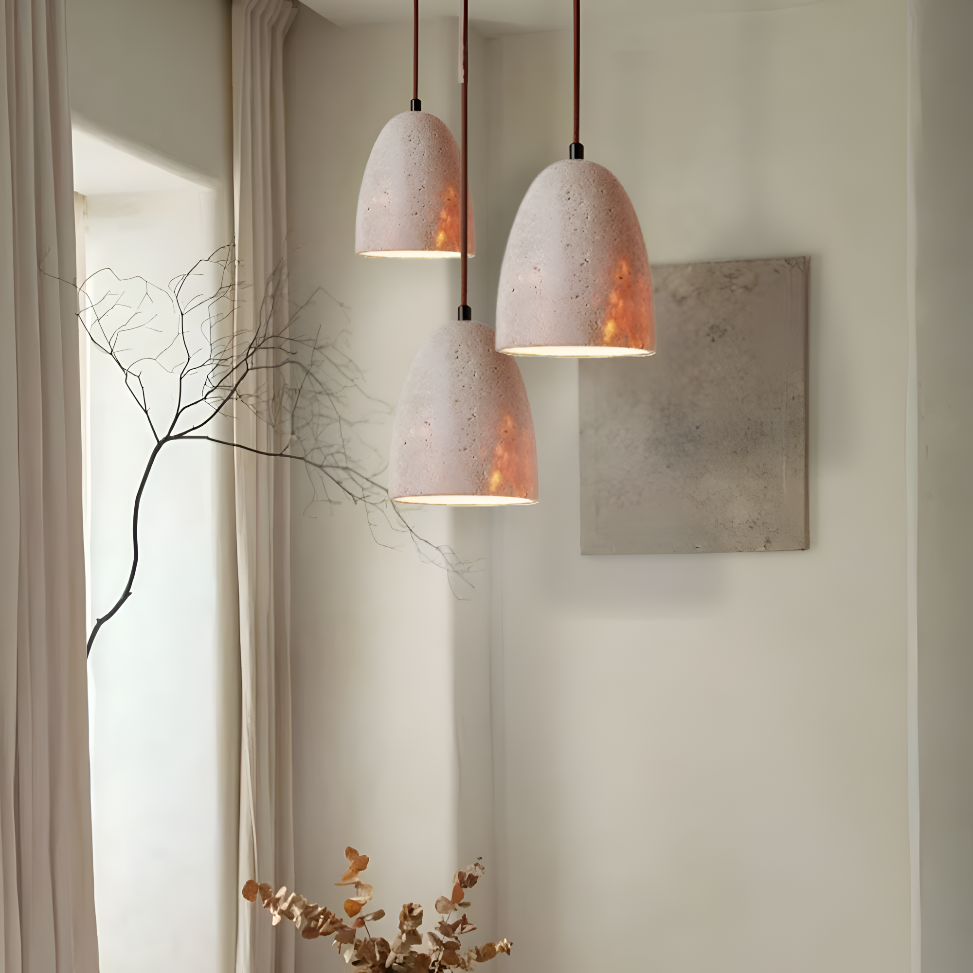 Solenne Minimalist Travertine Pendant Light