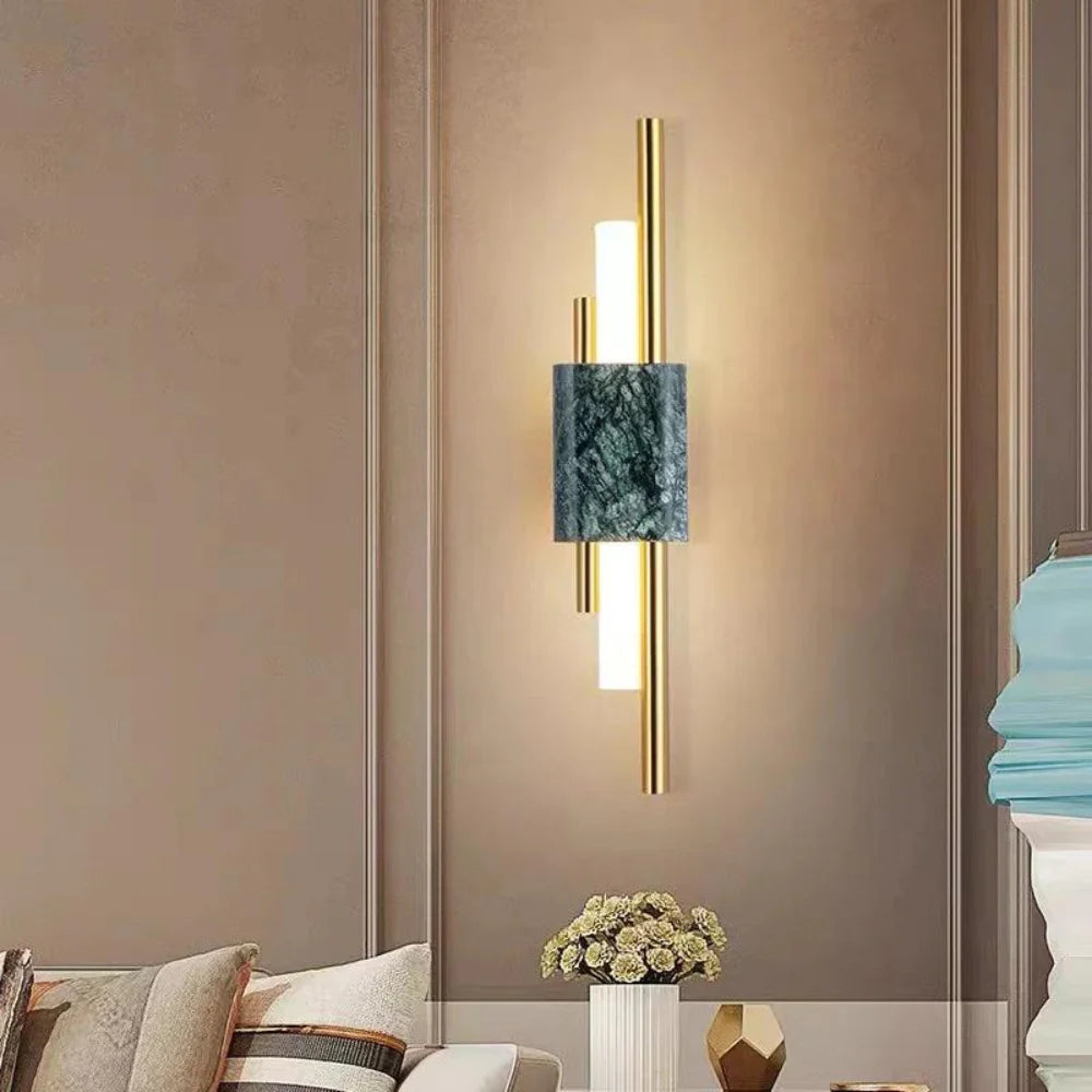 Refined Radiance Marble Accents Wall Lamp