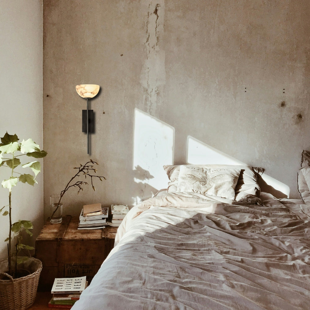 Lunara Glow Alabaster Brass Minimalist Wall Lamp