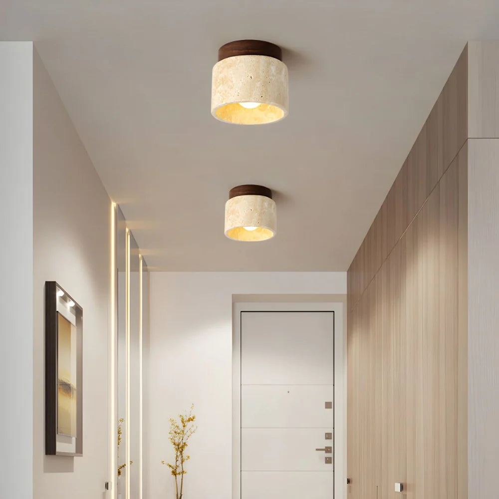 The Yellow Stone Travertine Ceiling Lamp