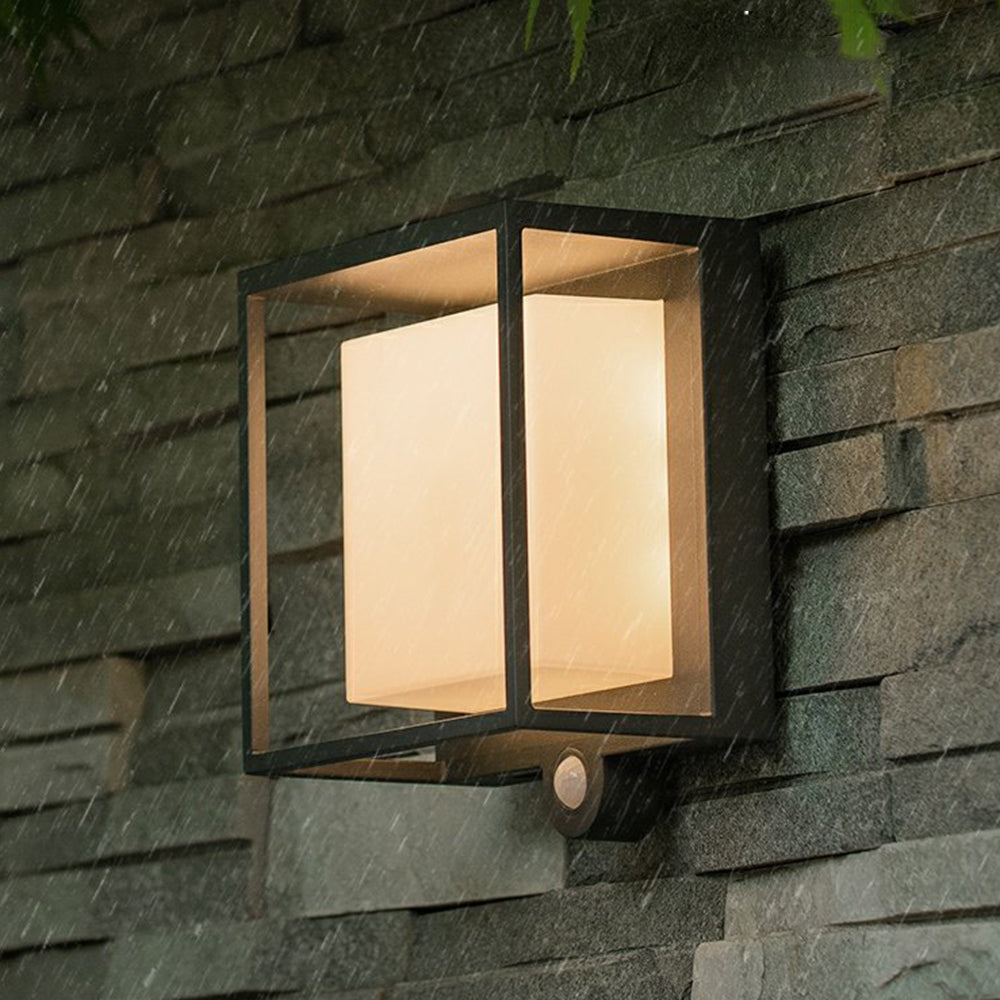 Modern Rectangular Acrylic Sensor Solar Powered Outdoor Wall Lamp