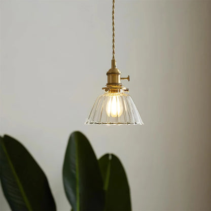 Jasmine Vintage Brass Glass Pendant Light