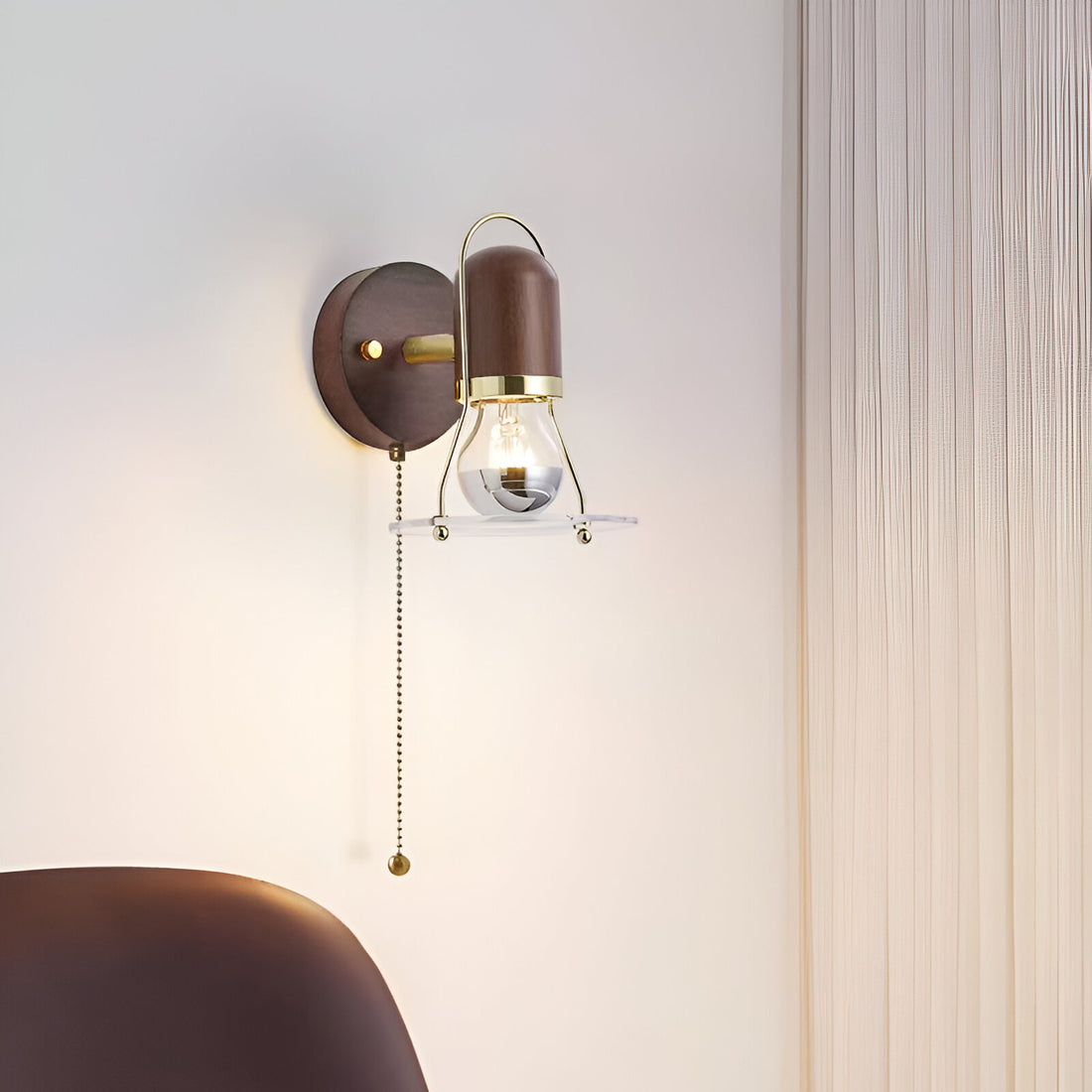 Japanese Retro Style Walnut Haughanv Wall Lamp