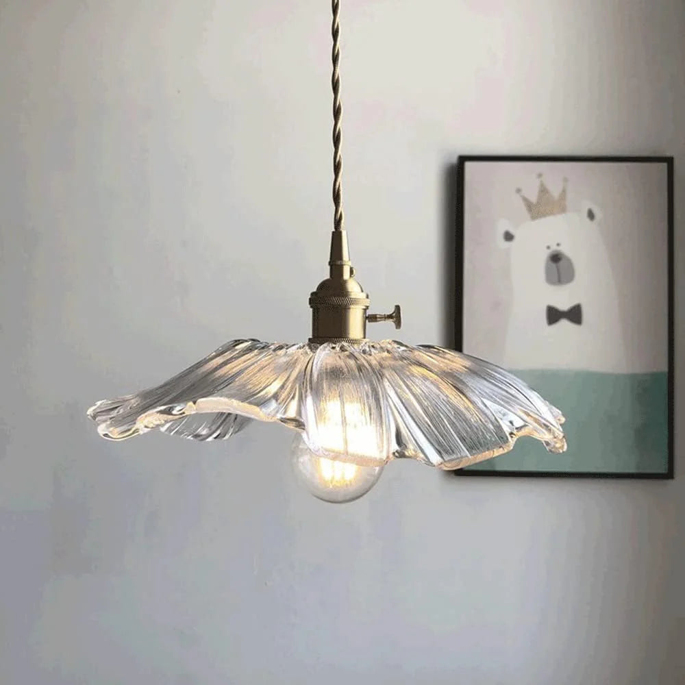 Vintage Radiant Lotus Glass Pendant Lamp