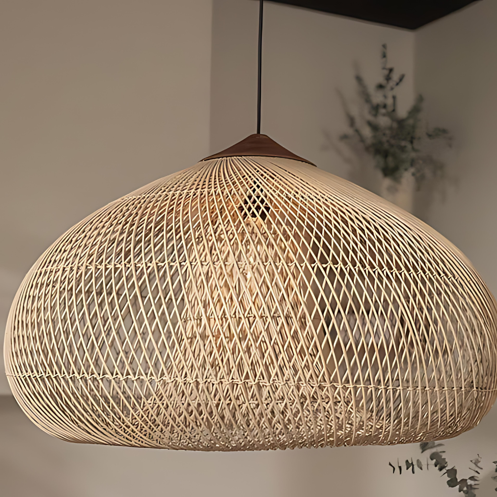 Elegante handgefertigte Rattan-Pendelleuchte