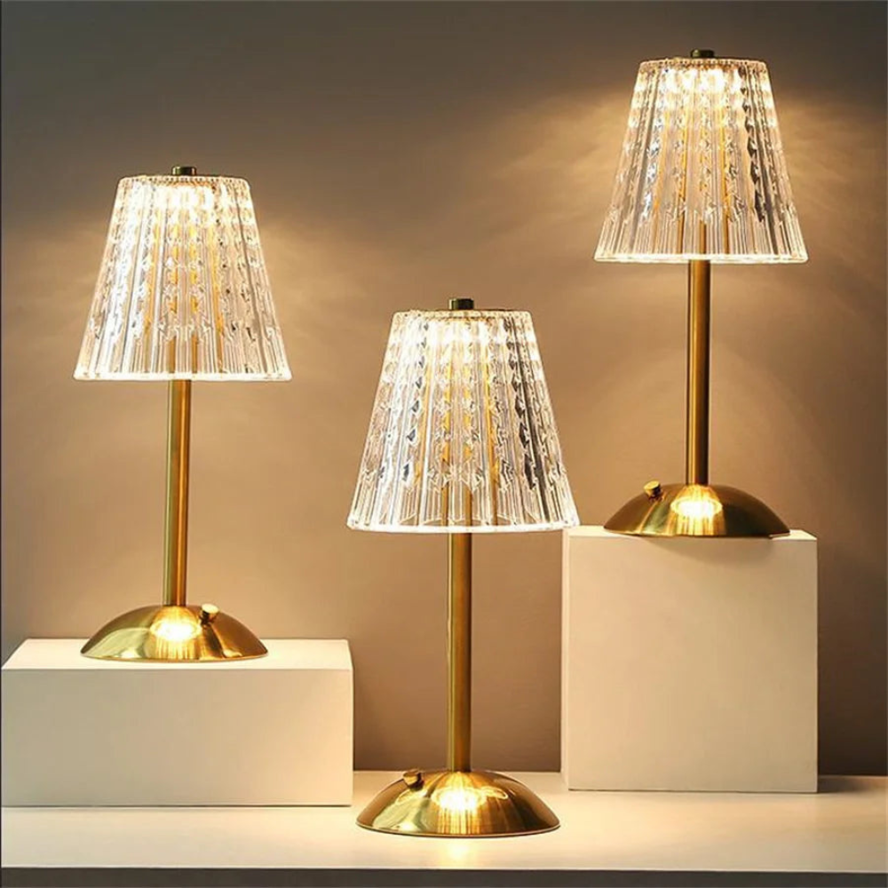 Golden Crystal Elegance Wireless Table Lamp