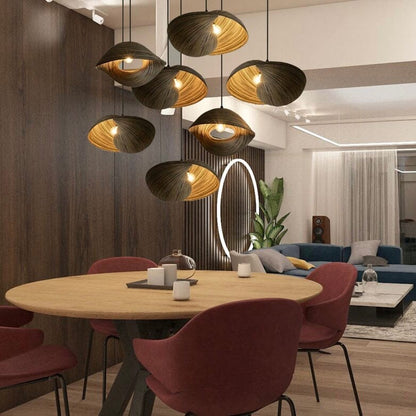 Thai Bamboo Shell Pendant Lamp