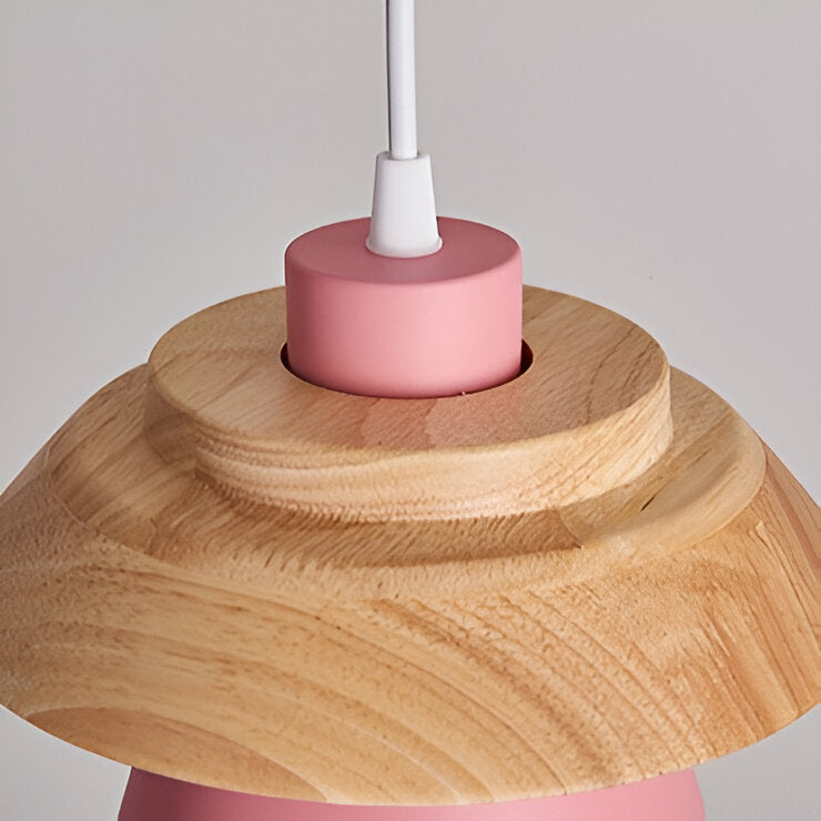 Macaroon Nordic Wood Color Pendant Lamp