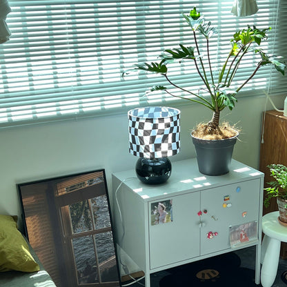 Classic Checkerboard Glass Table Lamp