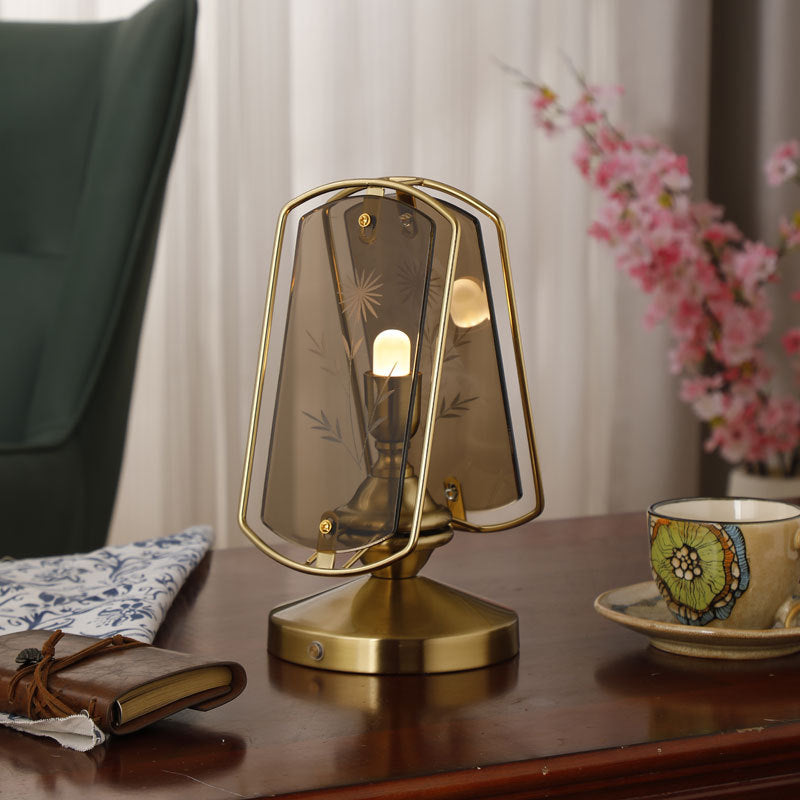 Traditional Vintage Rectangular Oval Disc Table Lamp