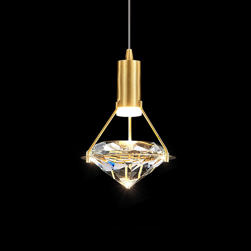 Diamond-Shaped Copper Crystal Pendant Lamp