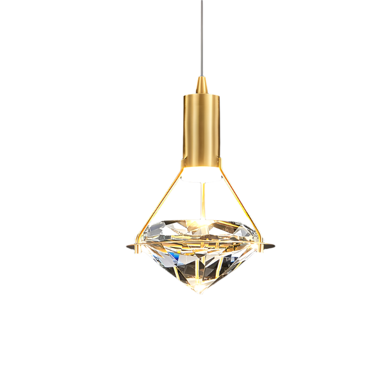 Diamond-Shaped Copper Crystal Pendant Light
