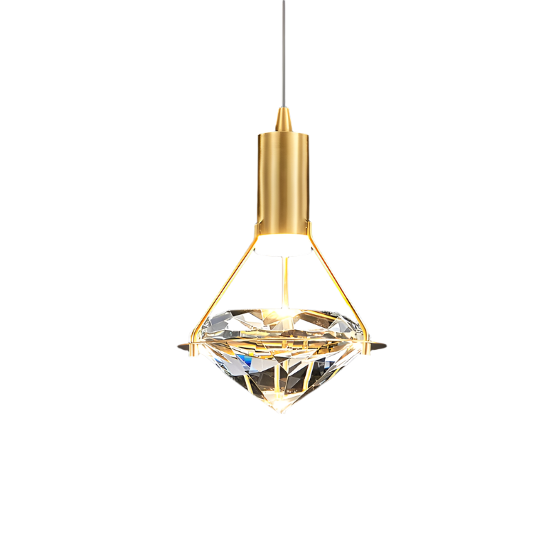 Diamond-Shaped Copper Crystal Pendant Lamp