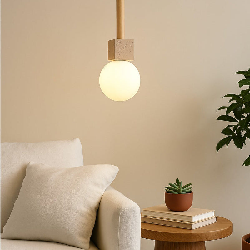 Solis Modern Travertine Cube Pendant Light