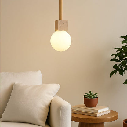 Solis Modern Travertine Cube Pendant Light