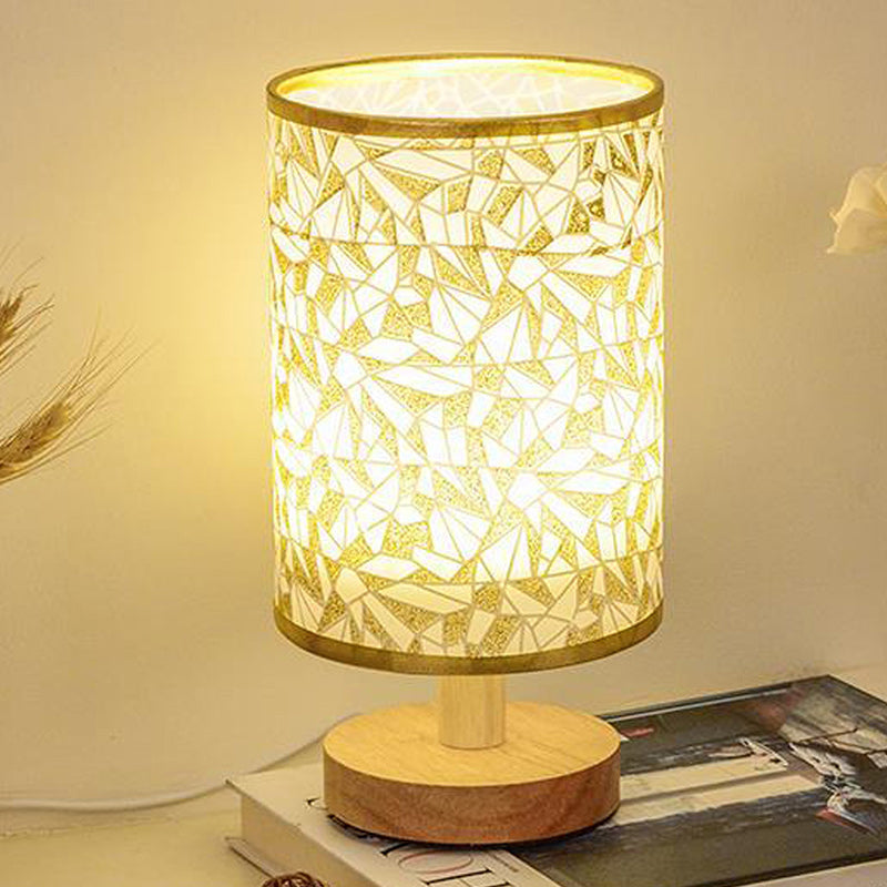 Traditional Vintage Fabric Cylinder Shade Table Lamp