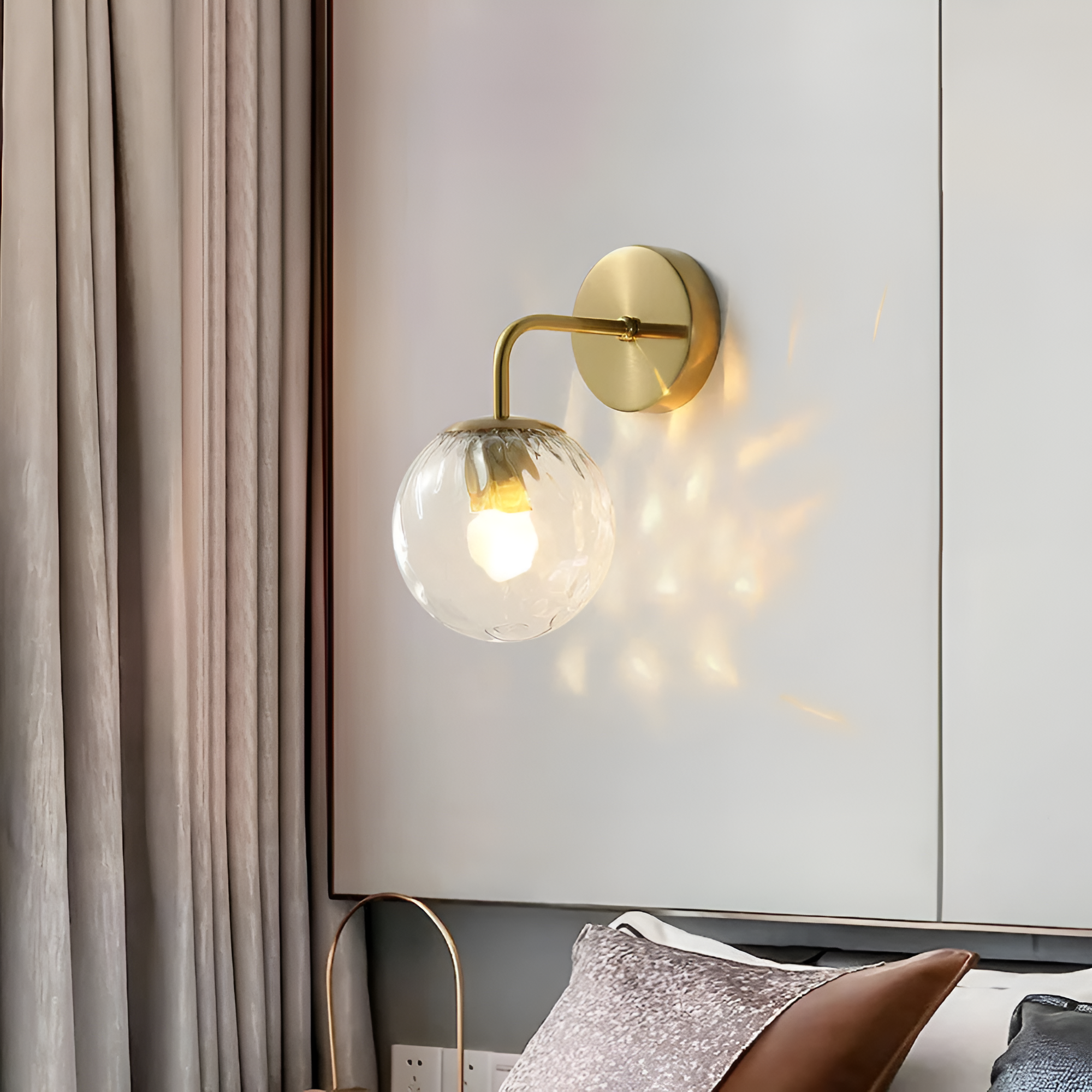 Modern Retro Rippled Glass Sphere Wall Lamp