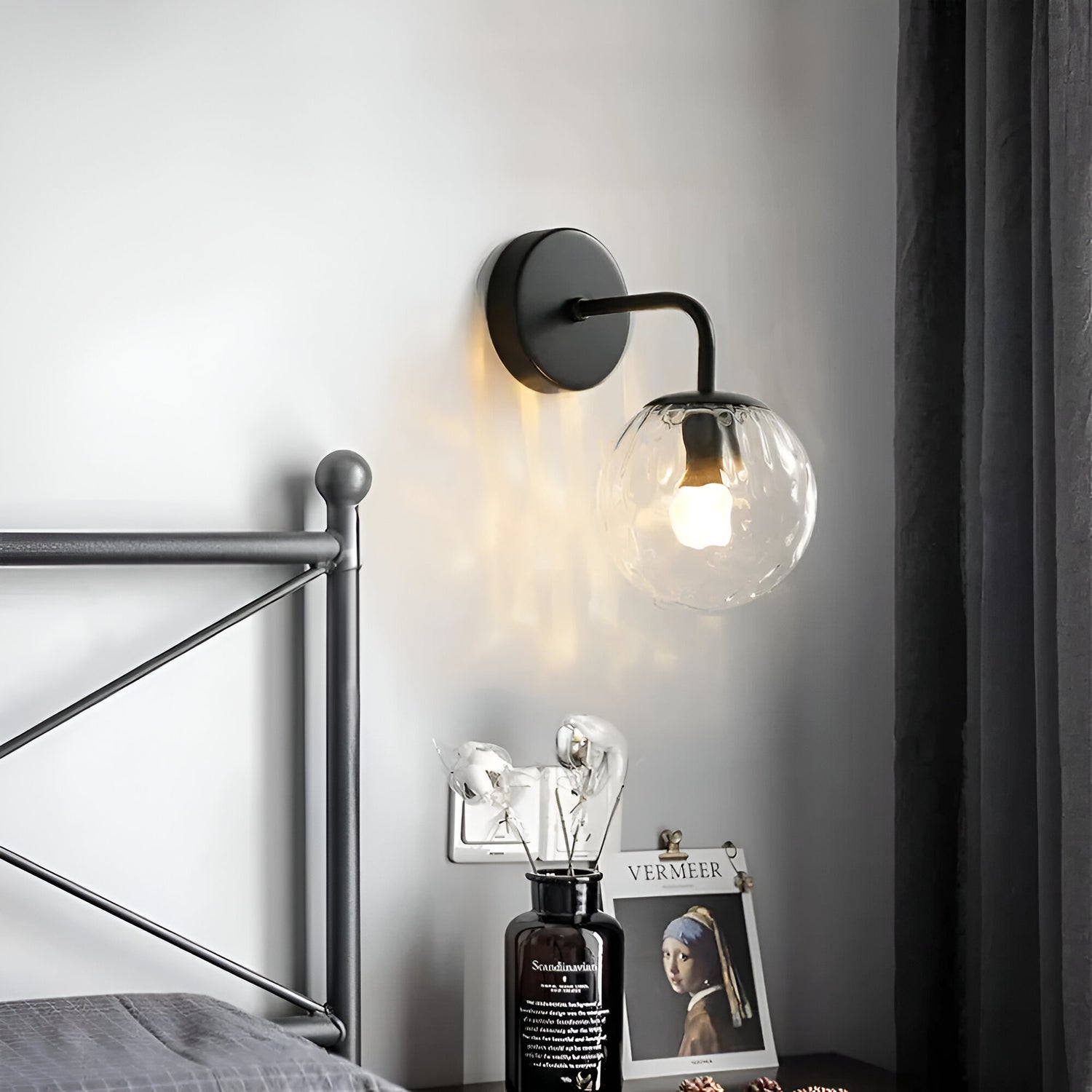 Modern Retro Rippled Glass Sphere Wall Lamp