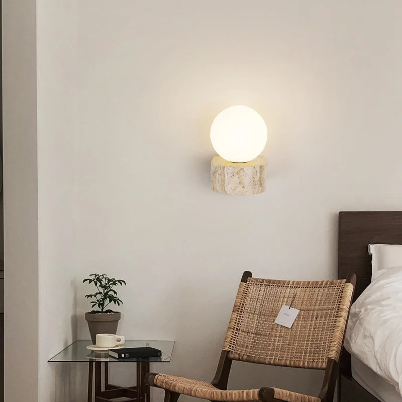 Travertine Hemisfeer Wandlamp