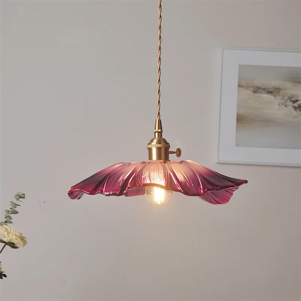 Vintage Radiant Lotus Glass Pendant Lamp