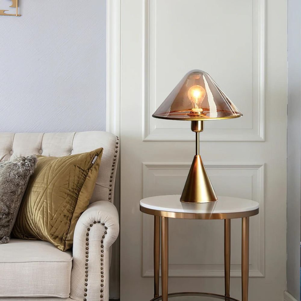 Golden Mushroom Delight Table Lamp