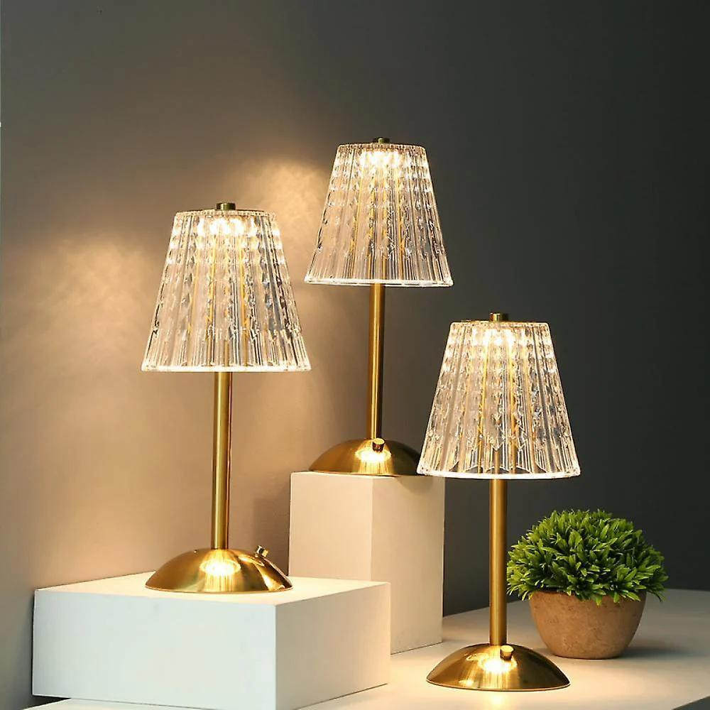 Goldene Kristall Eleganz Drahtlose Tischlampe