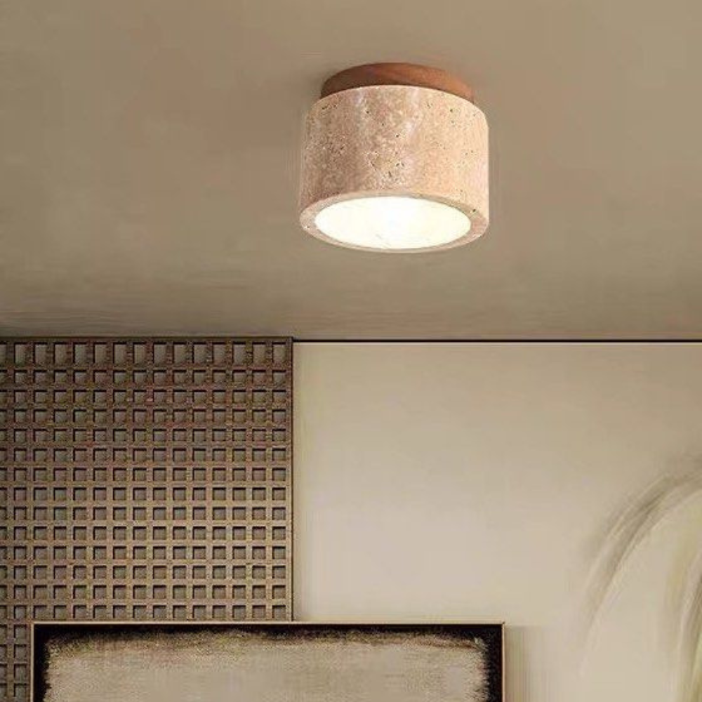 The Yellow Stone Travertine Ceiling Lamp