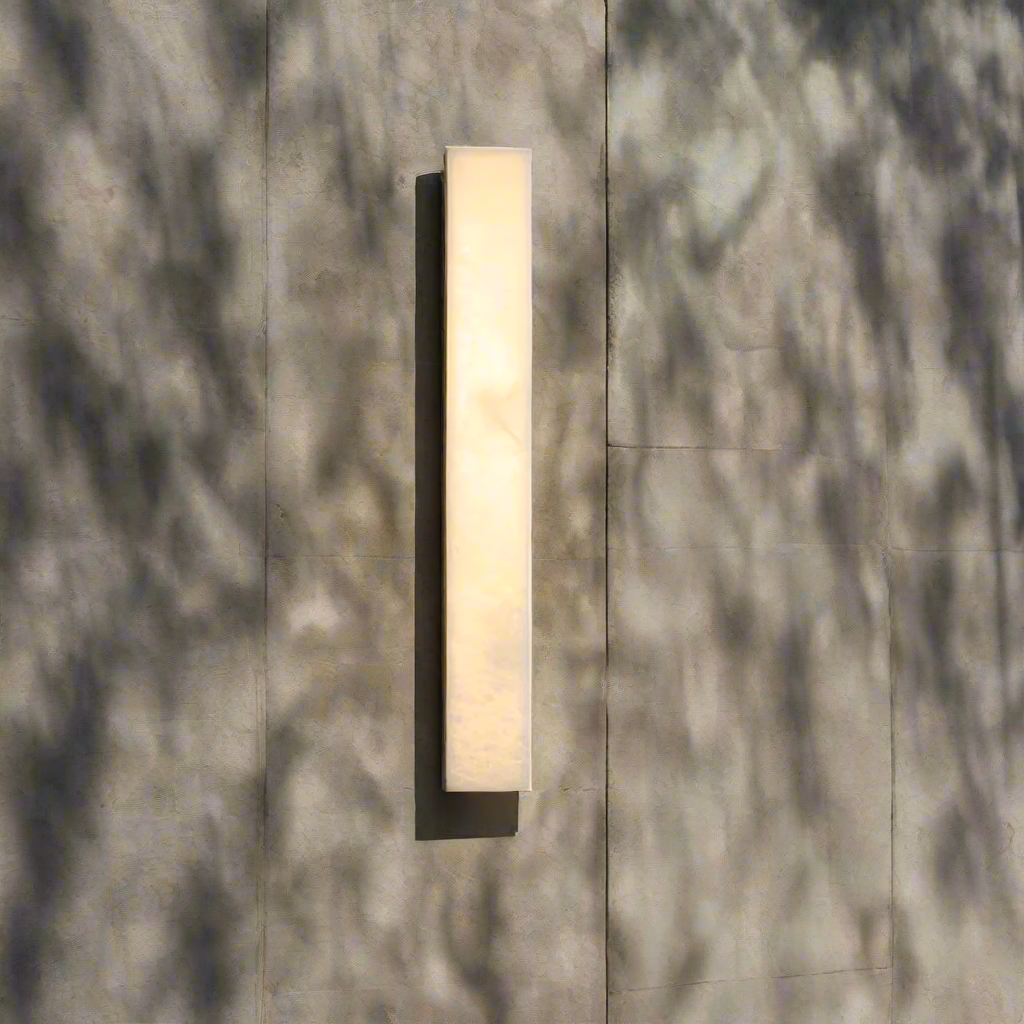 Edge Modern Rectangular Alabaster Outdoor Wall Light
