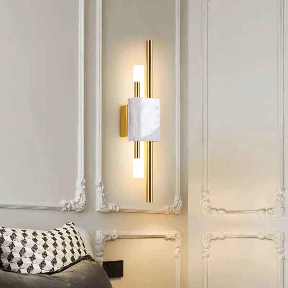 Refined Radiance Marble Accents Wall Lamp