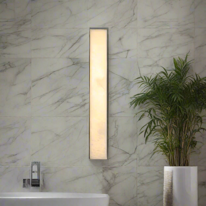 Edge Modern Rectangular Alabaster Outdoor Wall Light