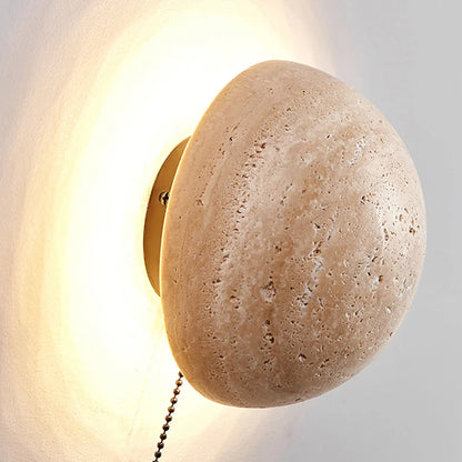 Amber Loft Travertine Round Sconce Wall Light