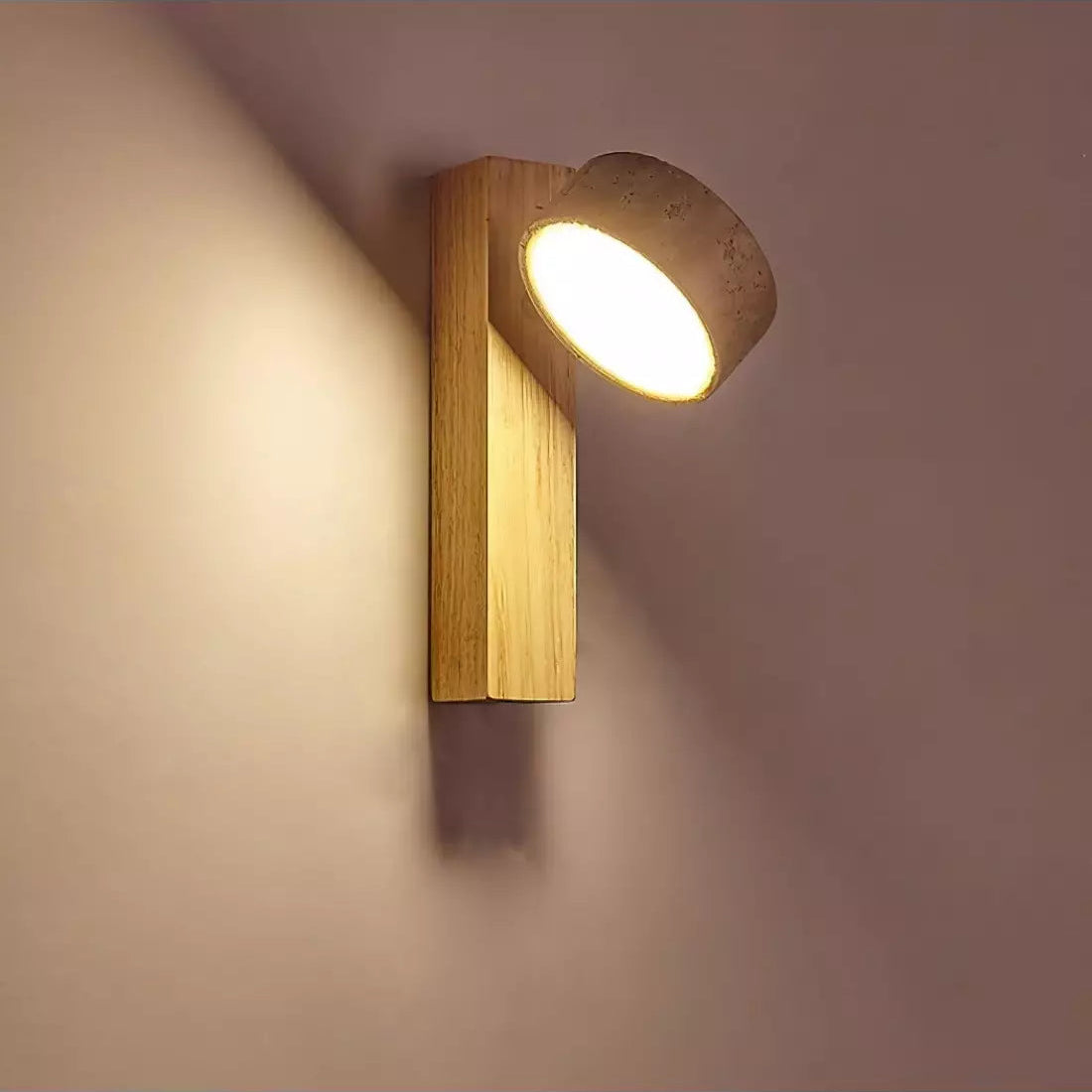 Lampe de chevet murale en bois travertin crème