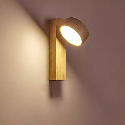 Lampe de chevet murale en bois travertin crème