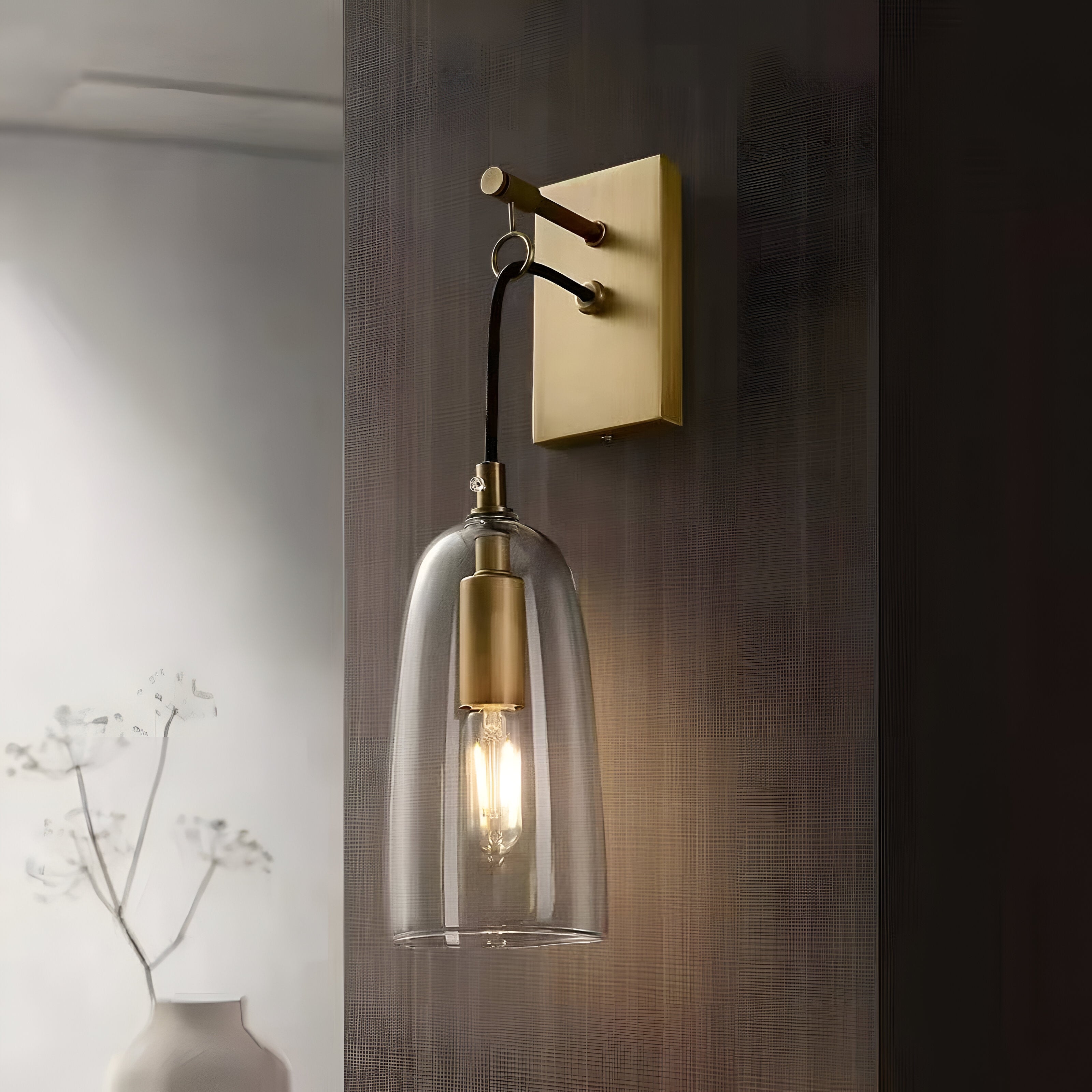 Designer Copper Transparent Glass Wall Lamp