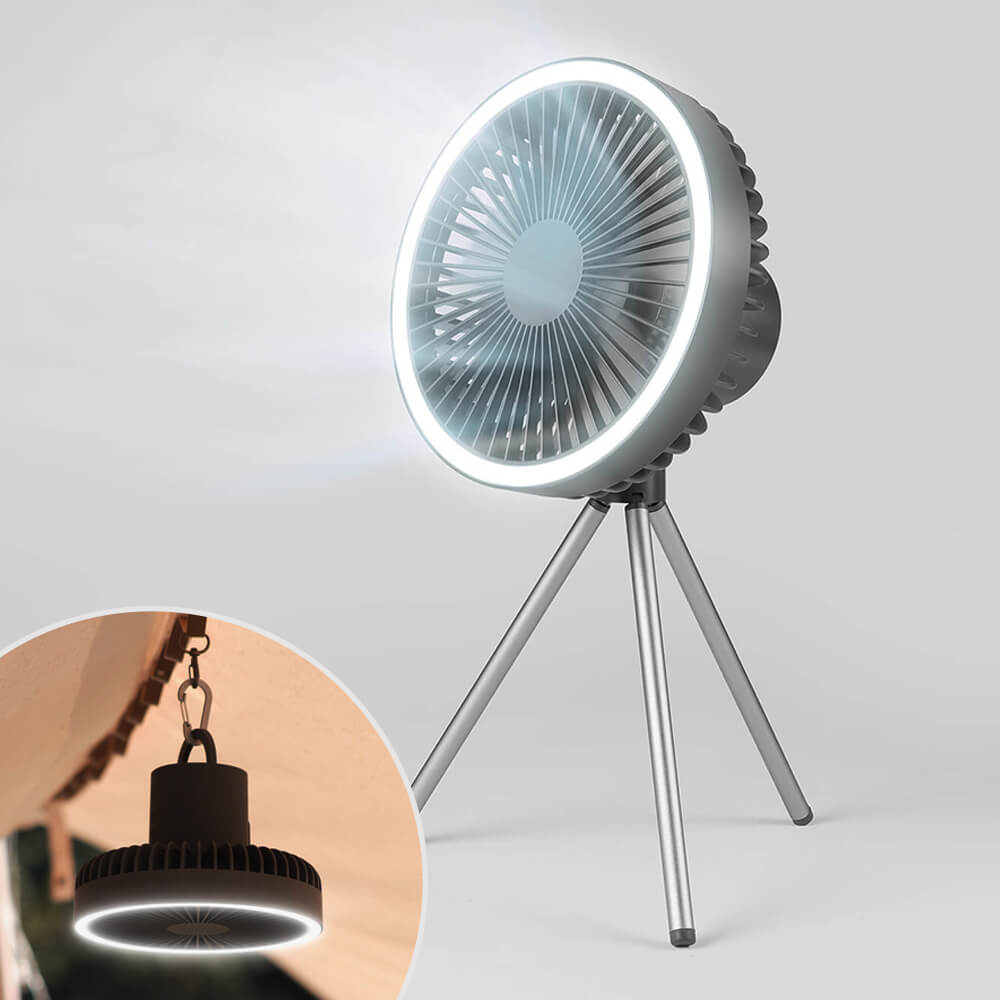 Ventilador Luz de Camping Multifuncional Portátil de Pie